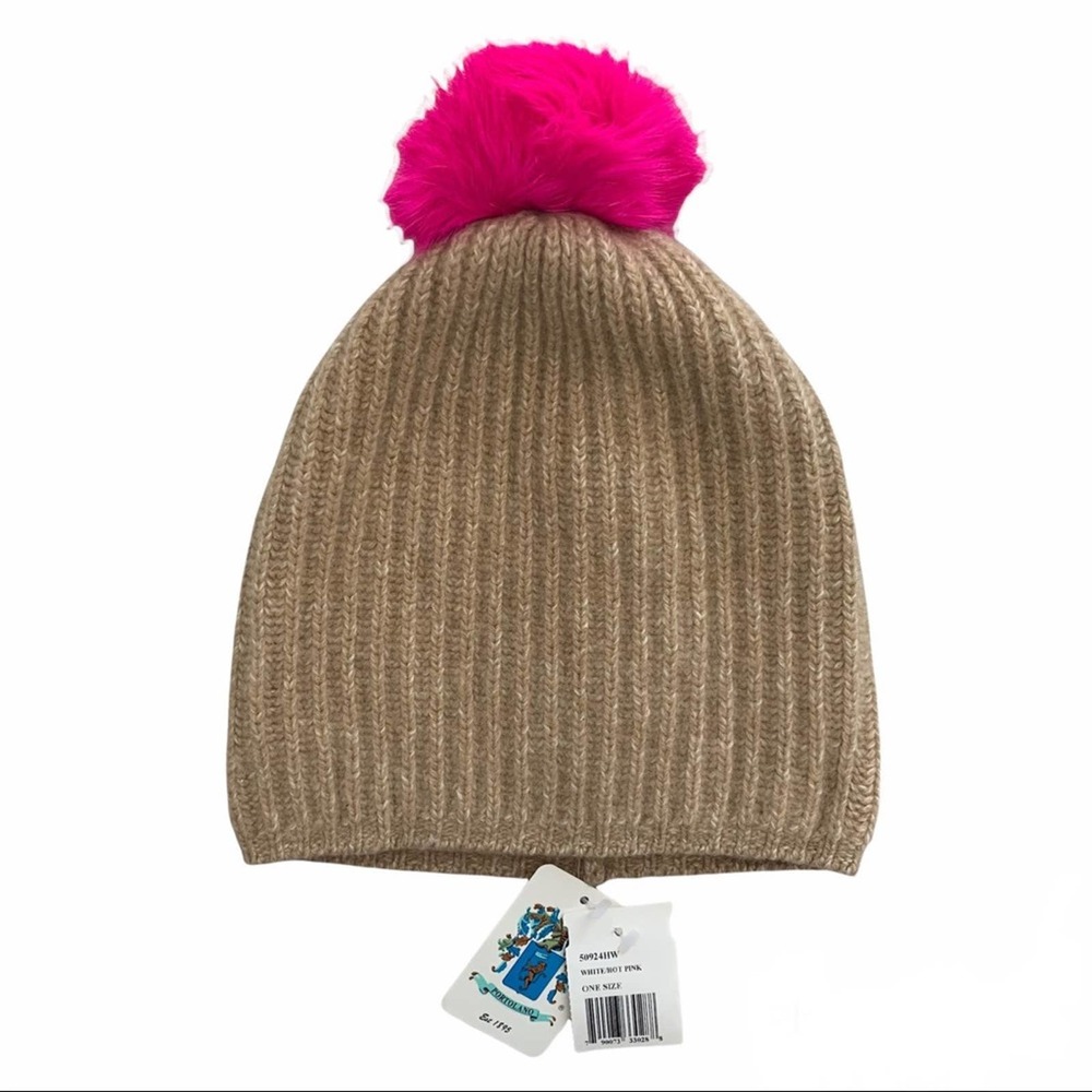 Portolano Cashmere/Extra Fine Wool/Silk Blend Beanie with Real Rabbit Fur
